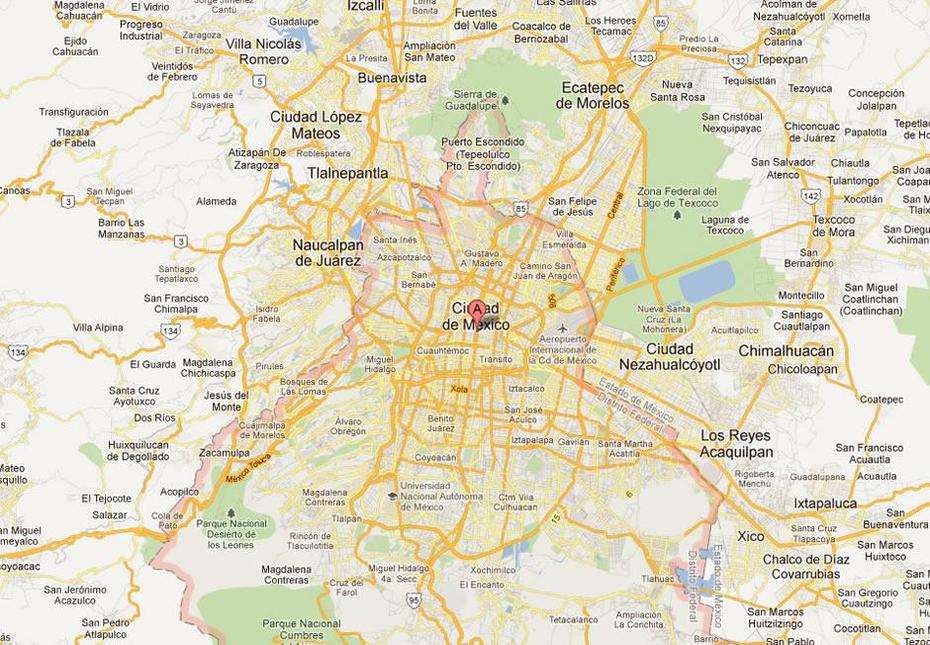 Mexico City Map, Mexico City, Mexico, Mexico City Region, Mexico Capital City