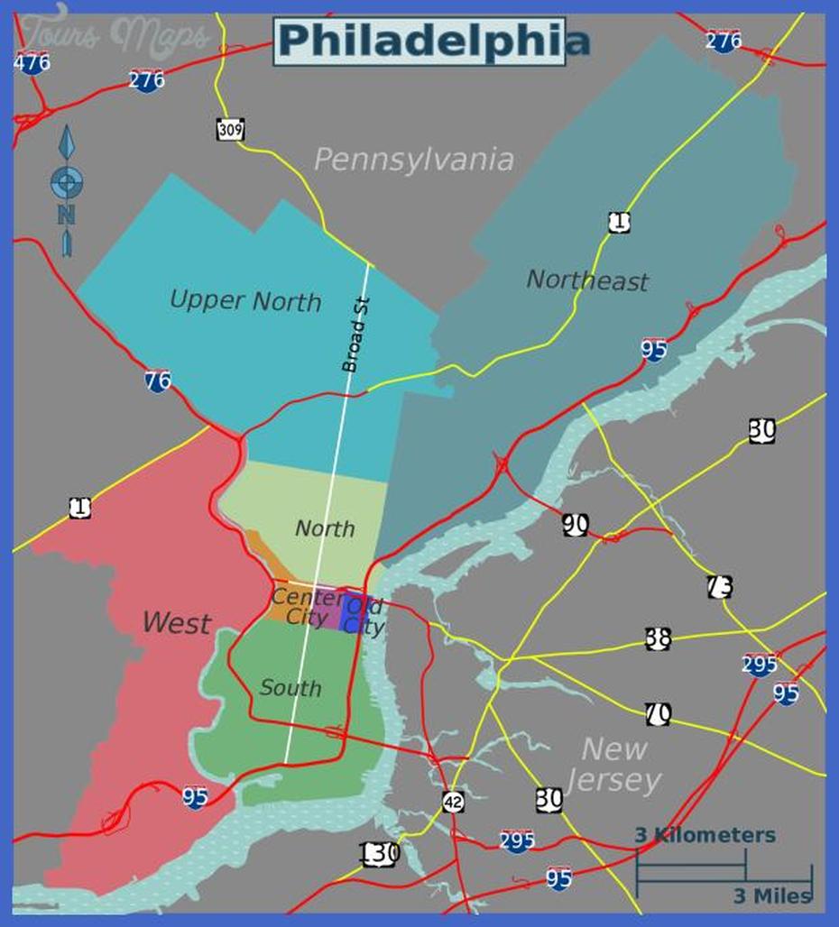 Philadelphia Map – Toursmaps, Philadelphia, United States, Philadelphia City, United States  With Major Cities