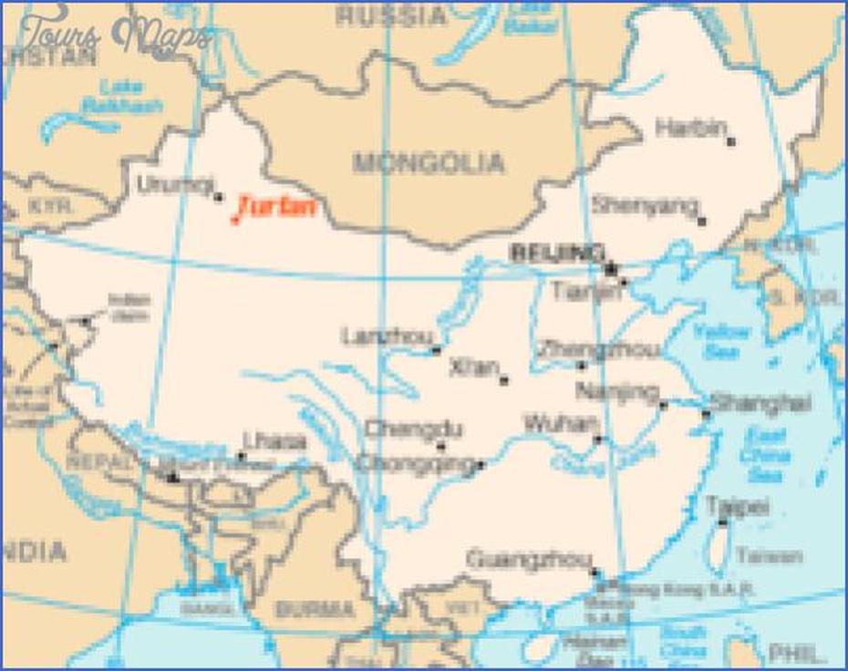 Turpan Map – Toursmaps, Turpan, China, Turpan Depression, Ordos China