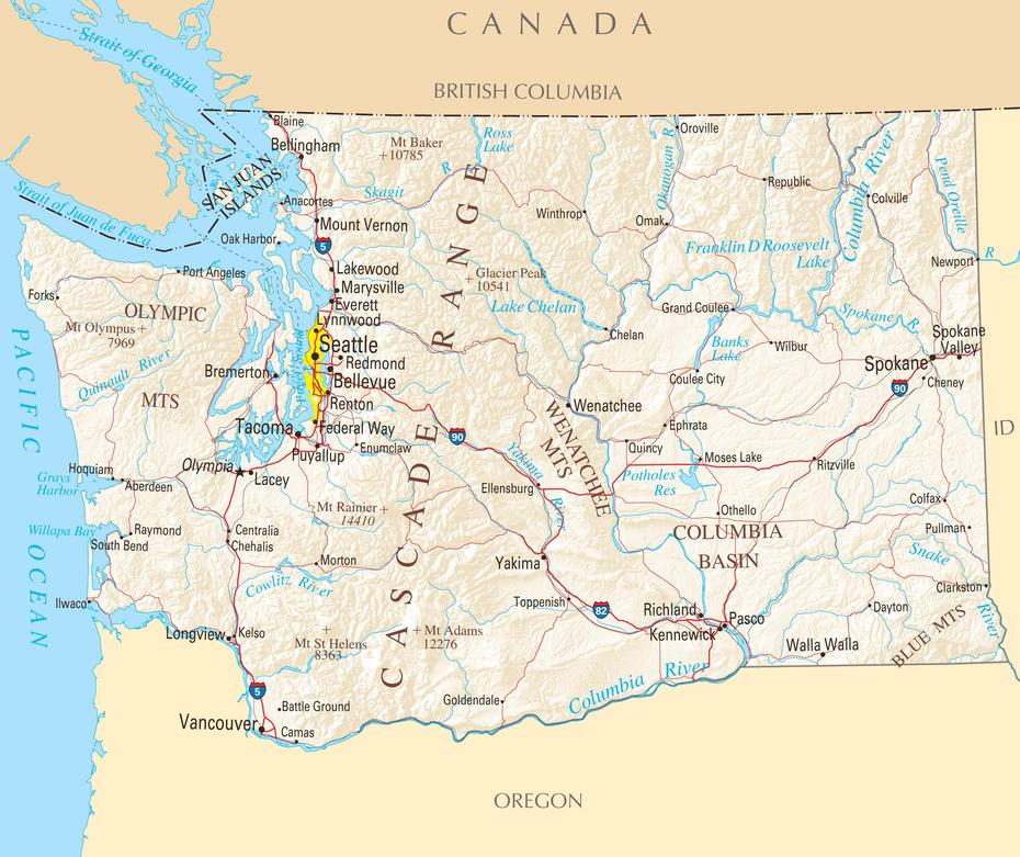 Washington Reference Map – Mapsof, Washington, United States, Basic United States, United States  With Hawaii