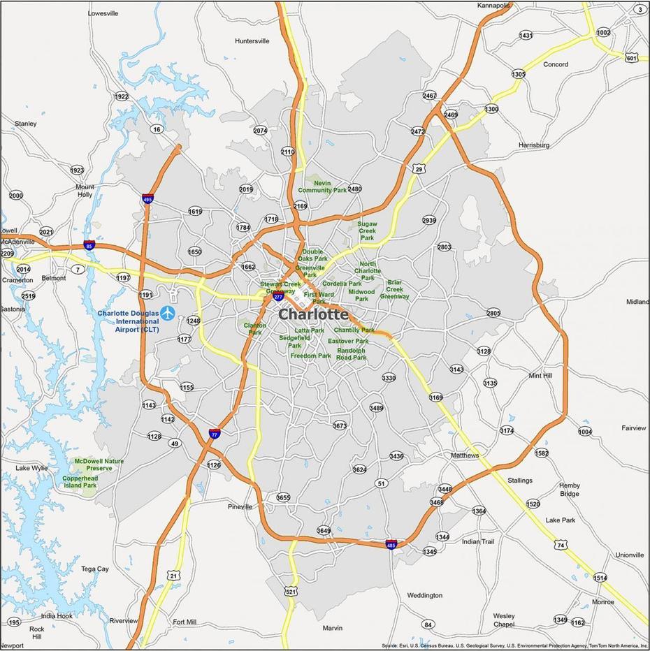 Charlotte Map [North Carolina] – Gis Geography, Charlotte, United States, Detailed Us  With Cities, United States Media Metro