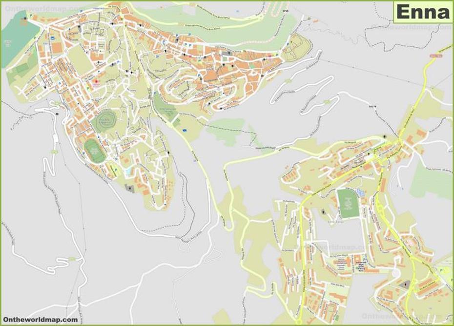 Detailed Map Of Enna, Enna, Italy, Priverno Italy, Printable  Italy