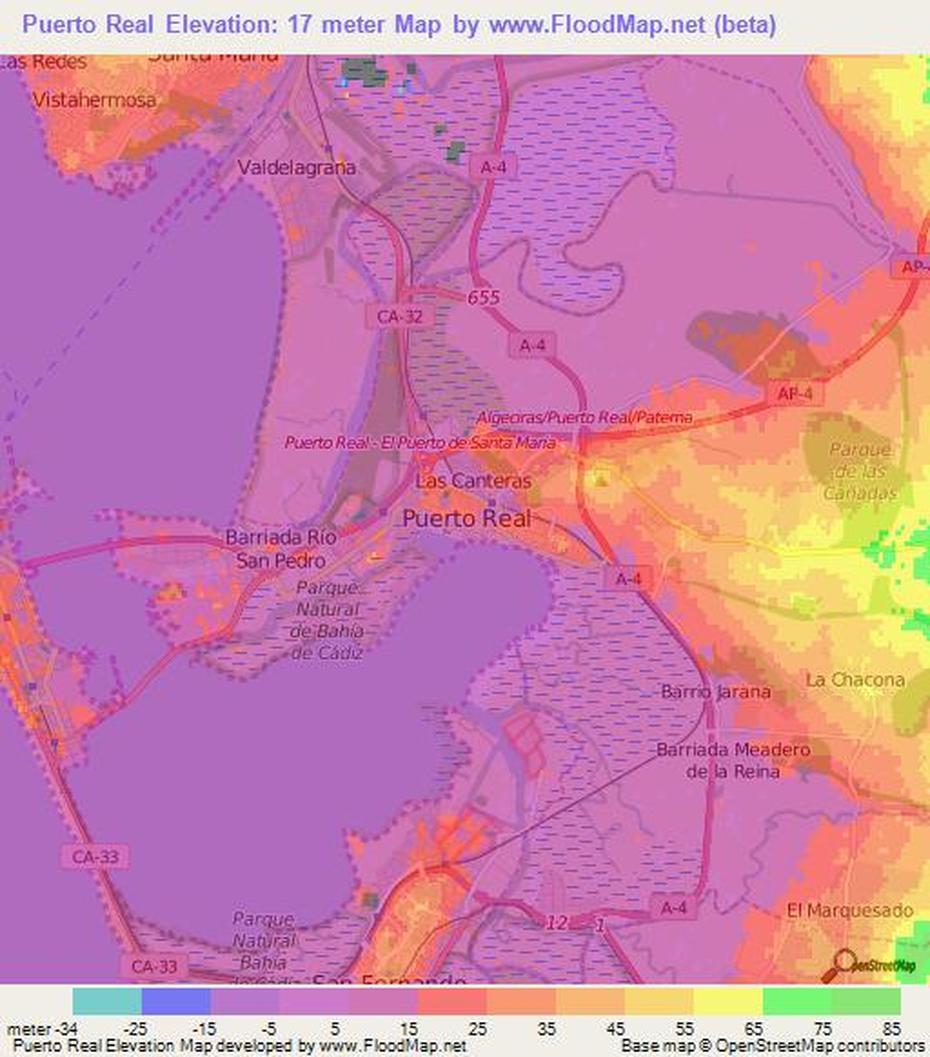 Elevation Of Puerto Real,Spain Elevation Map, Topography, Contour, Puerto Real, Spain, Cadiz Spain Port, Cadiz Spain Sunset