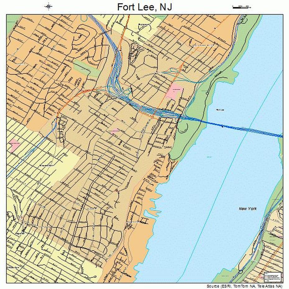 Fort Lee New Jersey Street Map 3424420, Fort Lee, United States, Ft. Lee Virginia, Downtown Fort Lee Nj