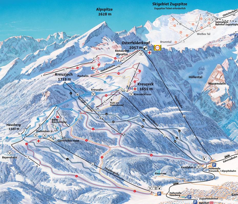 Garmisch Partenkirchen Ski Map – Ski Resort Garmisch Partenkirchen …, Garmisch-Partenkirchen, Germany, Garmisch Skiing, Garmisch Hiking