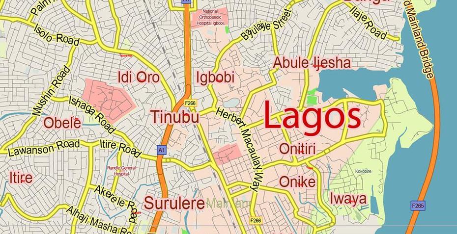 Lagos State, Nigeria Pdf Vector Map: Full Extra High Detailed + Admin …, Lagos, Nigeria, Ibadan Nigeria, Lagos Street