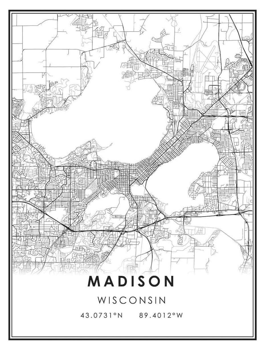 Madison Map Print Poster Canvas Madison City Map Print | Etsy, Madison, United States, United States Constitution James Madison, United States  Gray