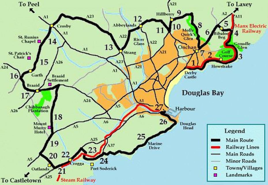 Map Of Douglas, Isle Of Man, Douglas, Isle Of Man, Isle Of Man Track, World  Isle Of Man