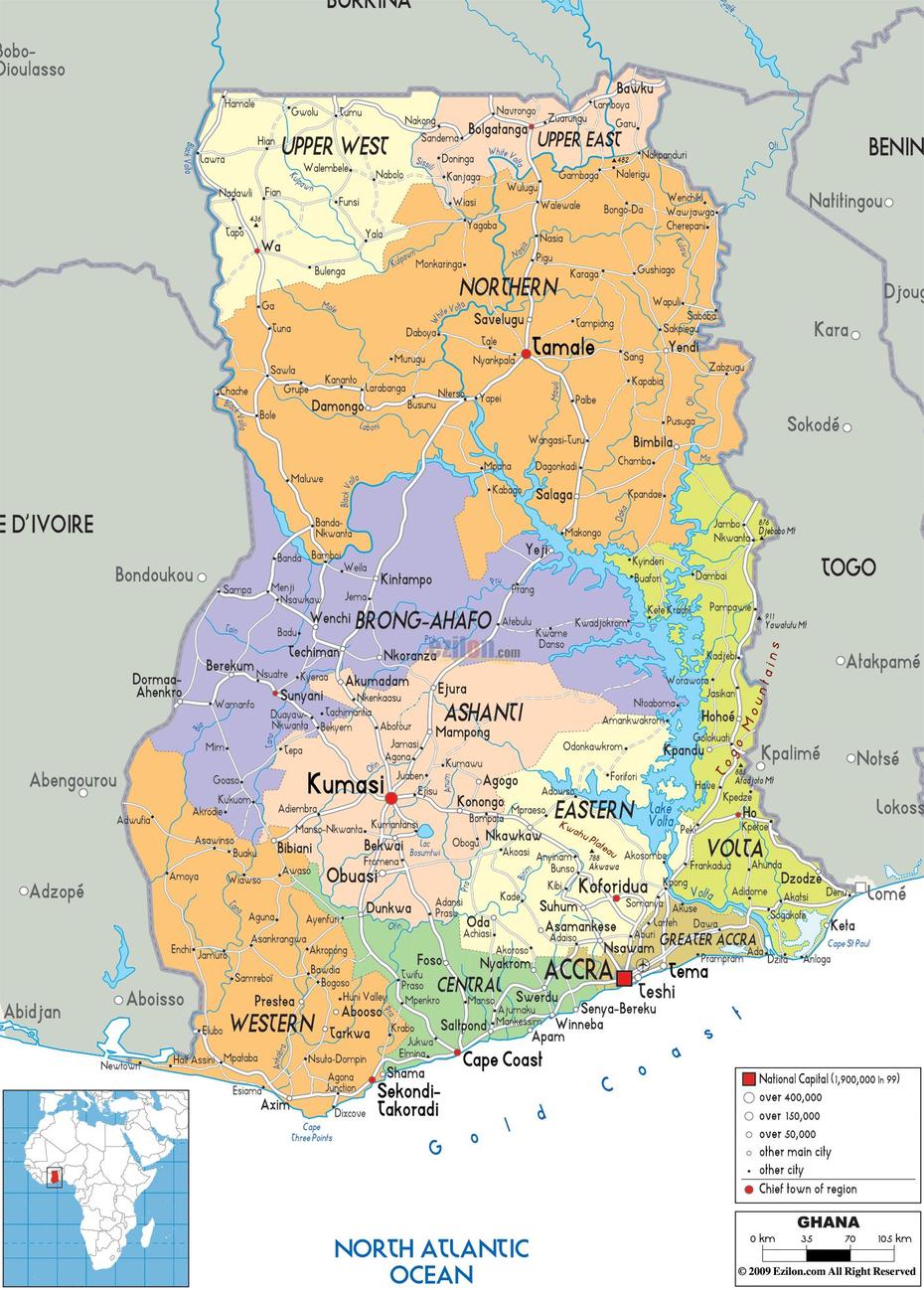 Map Of Ghana – Travelsmaps, Gyapekurom, Ghana, Ghana Cities, Ghana  Regions