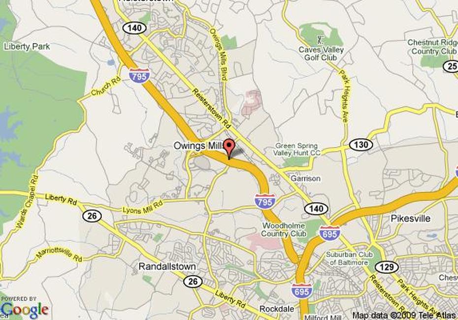 Map Of Hyatt Place Owings Mills, Owings Mills, Owings Mills, United States, Owings Mills Mall, Of Reisterstown Md