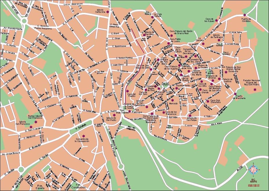 Mapa De Carmona, Carmona, Spain, Parador De Carmona, Barcelona Tourist  Printable