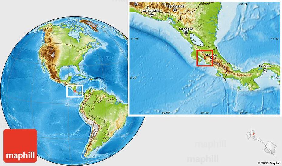 Physical Location Map Of Esparza, Esparza, Costa Rica, Boruca Costa Rica, Platanillo Costa Rica