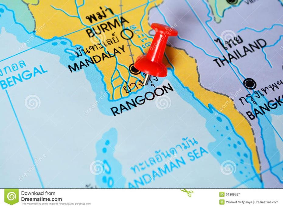 Rangoon Map Stock Image. Image Of Push, City, Atlas, Asia – 51309757, Rangoon, Myanmar, Myanmar Country, Yangon Region