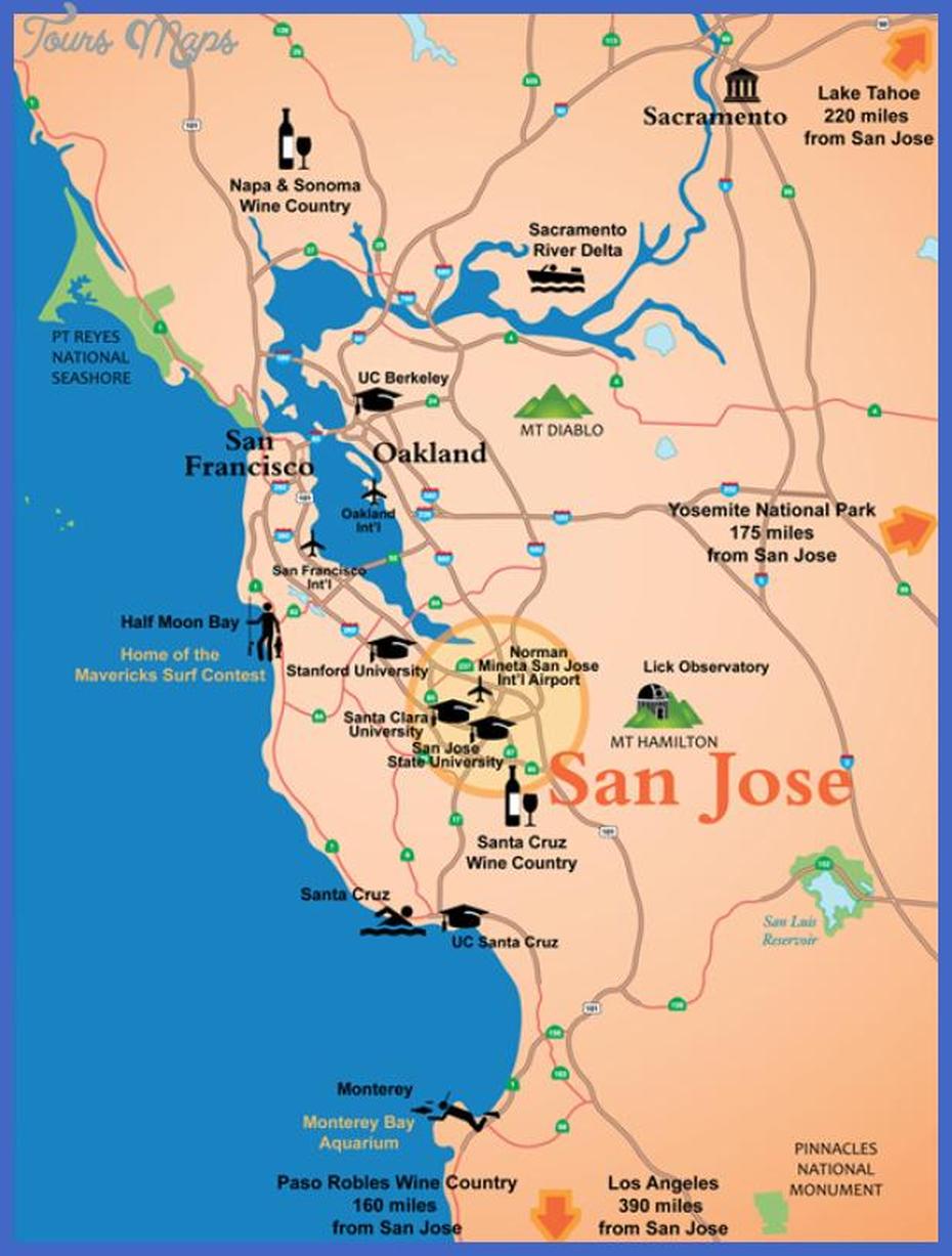 San Jose Map – Toursmaps, San Jose, United States, San Jose State Football, San Jose Ca