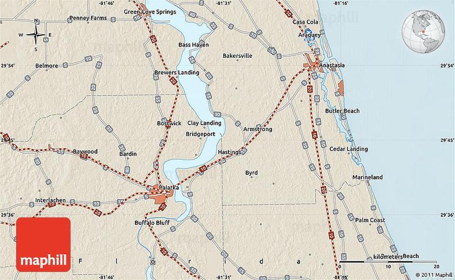 Shaded Relief Map Of Palm Coast, Palm Coast, United States, Water Canal Palm Coast Florida, New Homes Palm Coast Fl