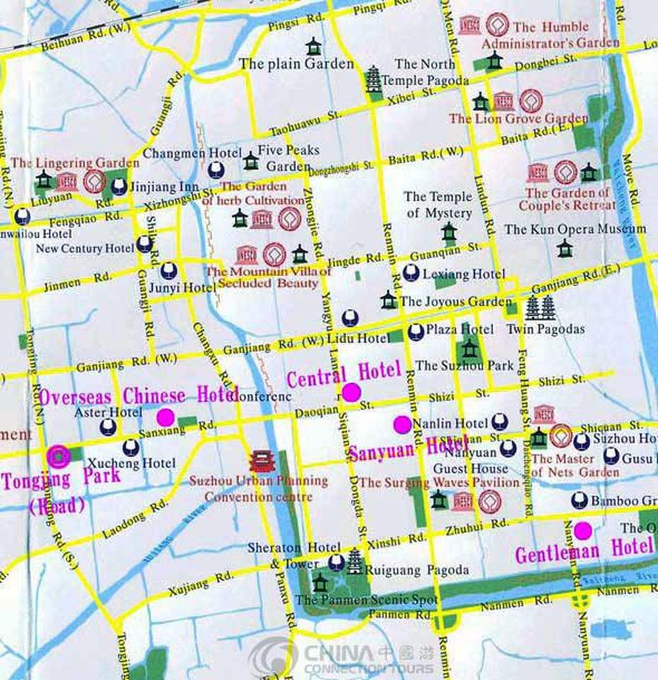 Suzhou Tourist Map, China Suzhou Tourist Map – Suzhou Travel Guide, Suzhou, China, Suzhou Bus, Hangzhou China