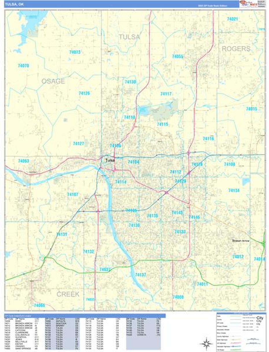 Tulsa Oklahoma Wall Map (Basic Style) By Marketmaps – Mapsales, Tulsa, United States, United States  Large Print, United States  Large Wall