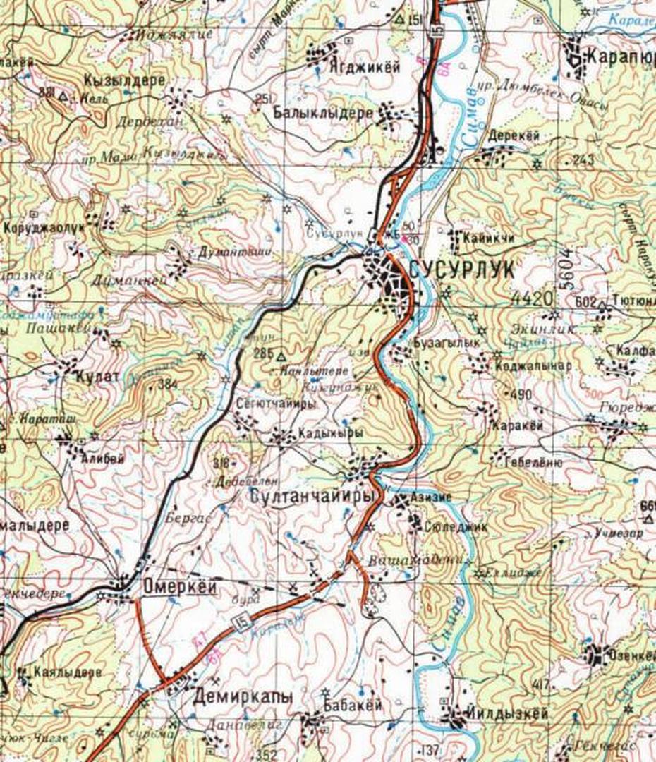 Turkey  Outline, Turkey  With Cities, Topographic , Susurluk, Turkey