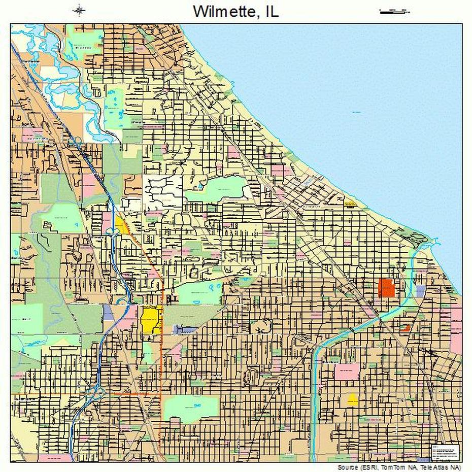 Wilmette Illinois Street Map 1782075, Wilmette, United States, Wilmette Beach, City Of Wilmette