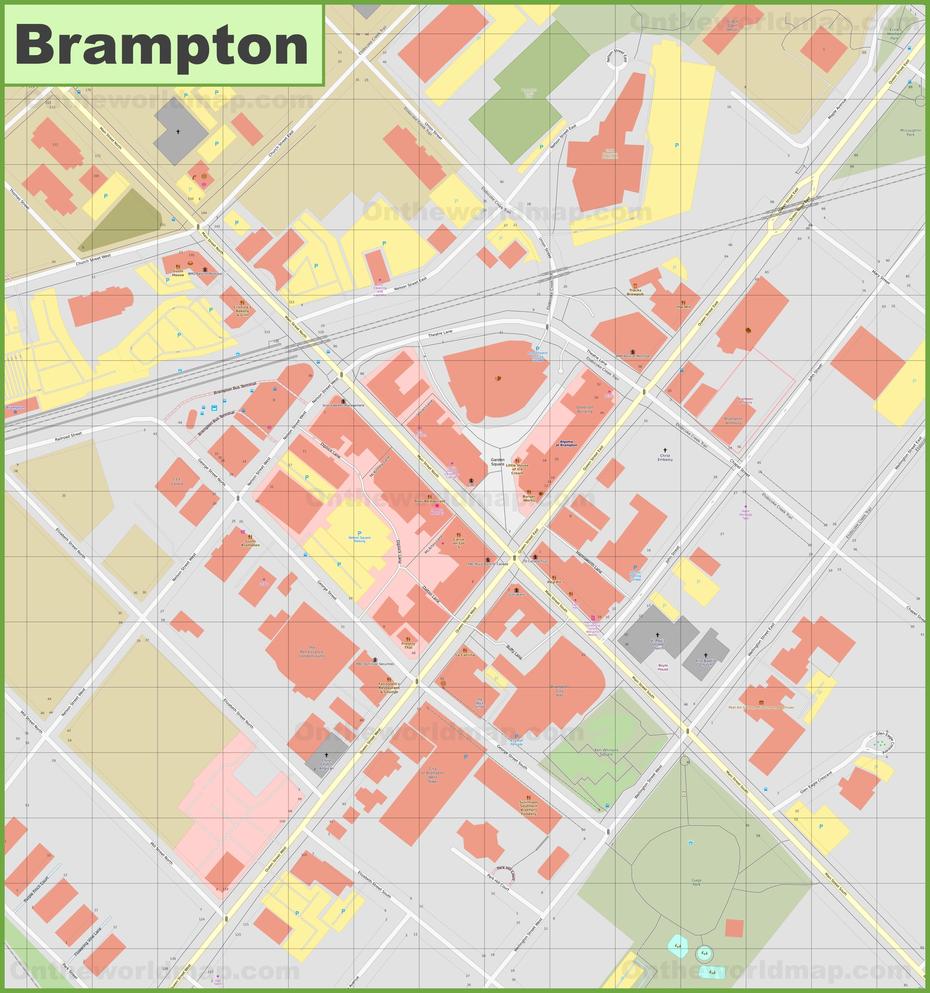 Brampton Downtown Map, Brampton, Canada, Brampton City, Brampton Ontario