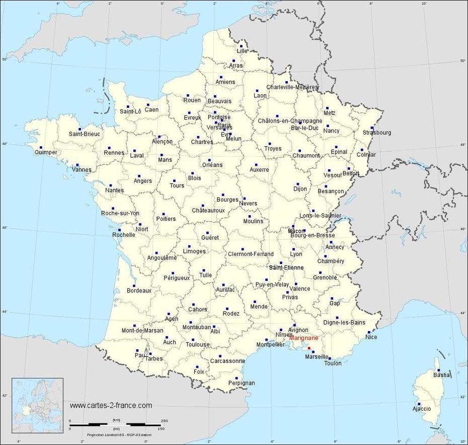 Carte De Marignane, Marignane, France, Martigues France, Istres France