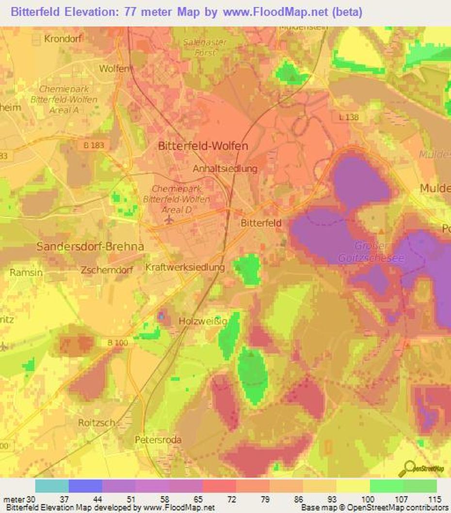 Elevation Of Bitterfeld,Germany Elevation Map, Topography, Contour, Bitterfeld, Germany, Saxony Germany, Germany Pollution