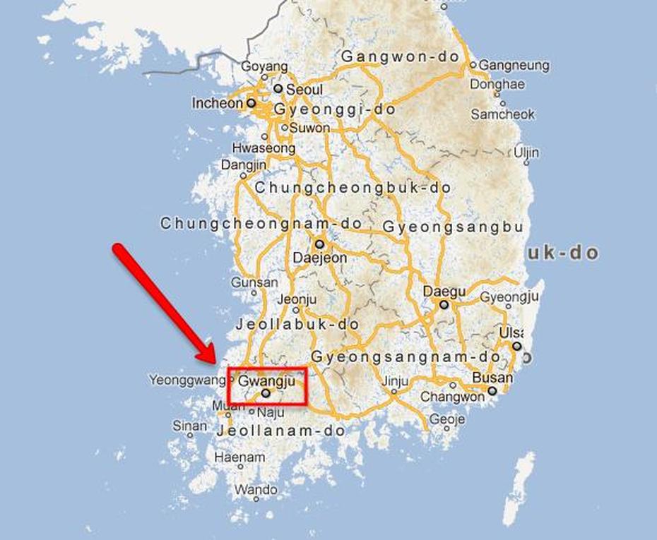 Gwangju Map, Gwangju, South Korea, Gwangju City, South Korea City