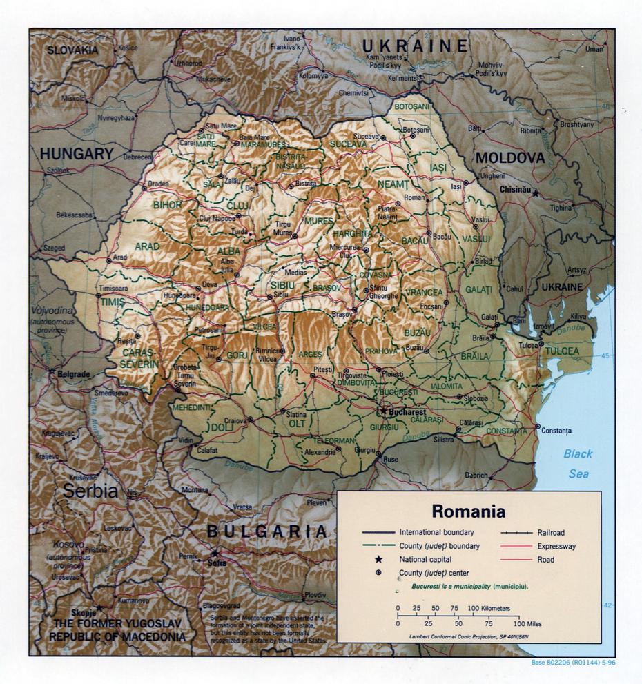 Large Detailed Political And Administrative Map Of Romania With Relief …, Huşi, Romania, Romania Counties, Biserica Neagra  Brasov