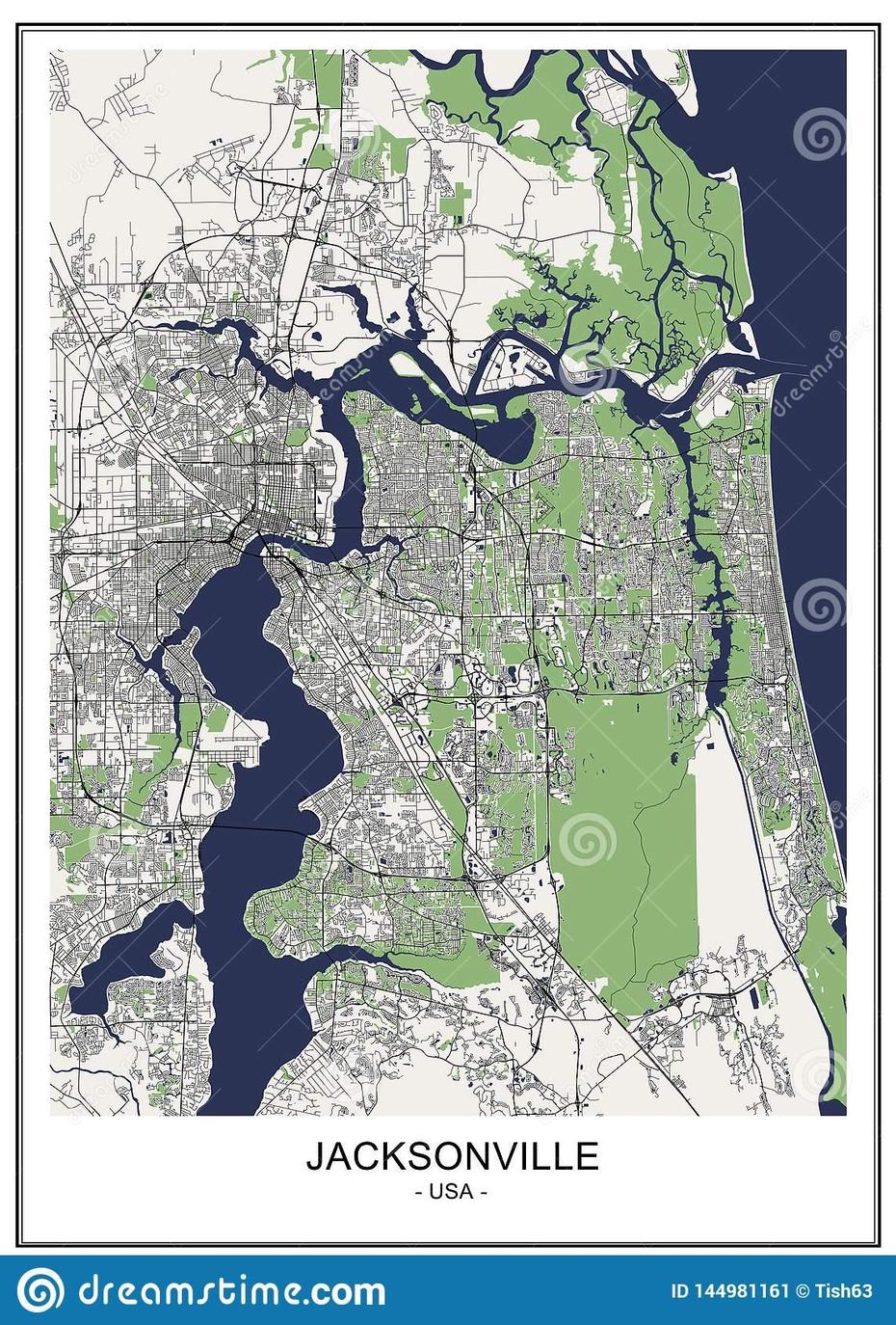 Map Of The City Of Jacksonville, Florida, Usa Stock Vector …, Jacksonville, United States, Jacksonville Florida City, Jacksonville Usa