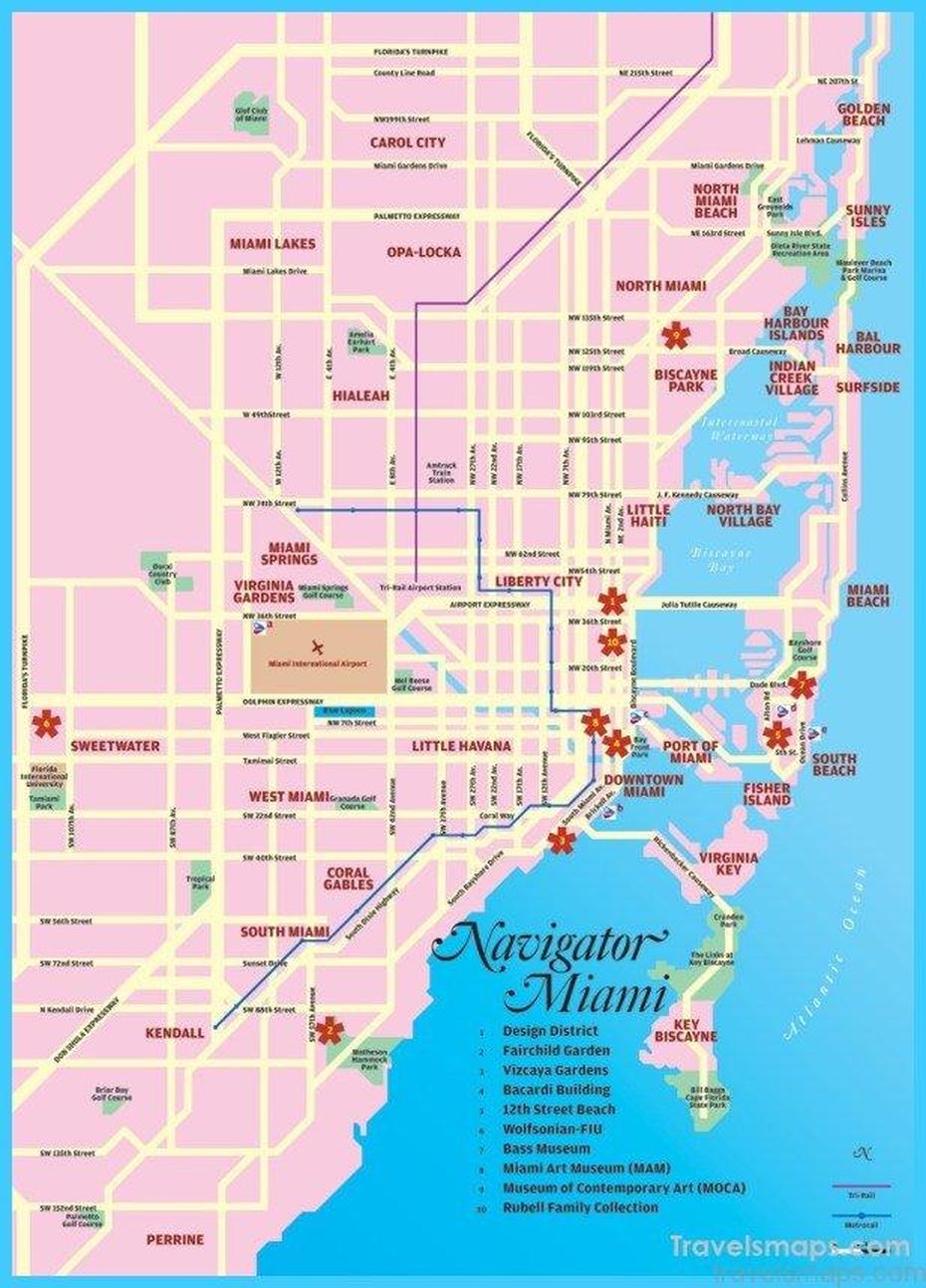 Map Of Miami – Travelsmaps, Miami, United States, Large Printable Us  United States, United States  Florida