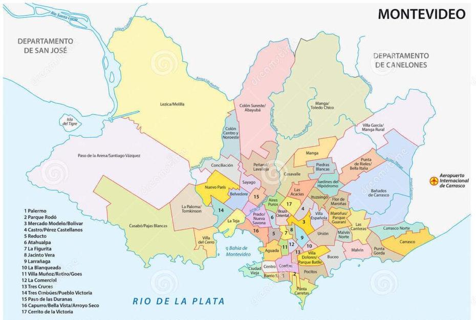 Mapa De Montevideo Division En Barrios, Montevideo, Uruguay, Of Montevideo Mn, Uruguay Towns
