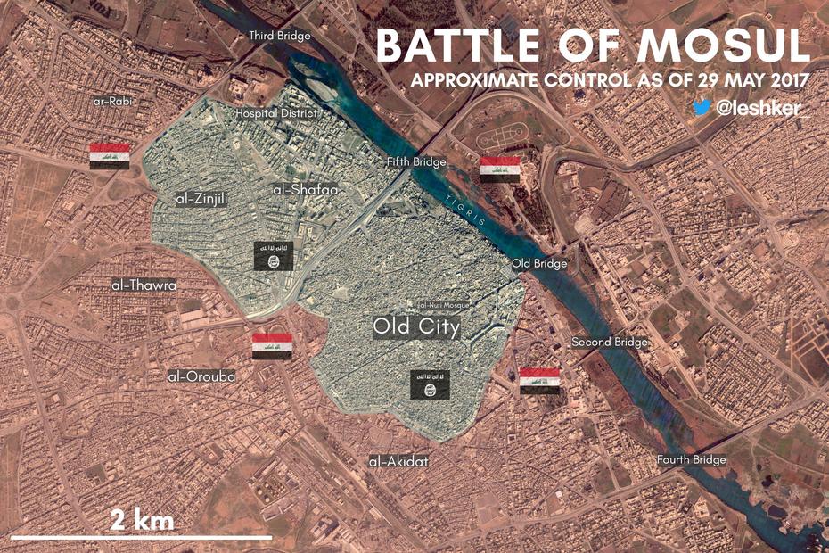 New Map Of Mosul: Only A Few Districts In City Remain Under Daesh …, Mosul, Iraq, Babylon Iraq, Erbil Iraq
