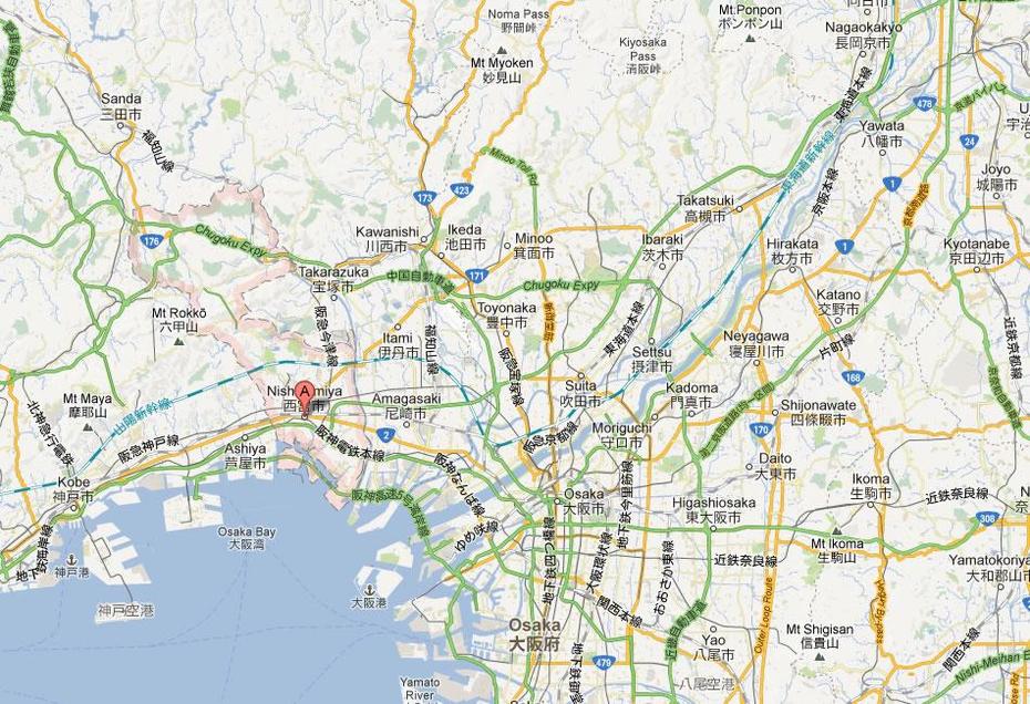 Nishinomiya Map, Nishinomiya-Hama, Japan, Japanese Pond Bridges, Ashiya Japan