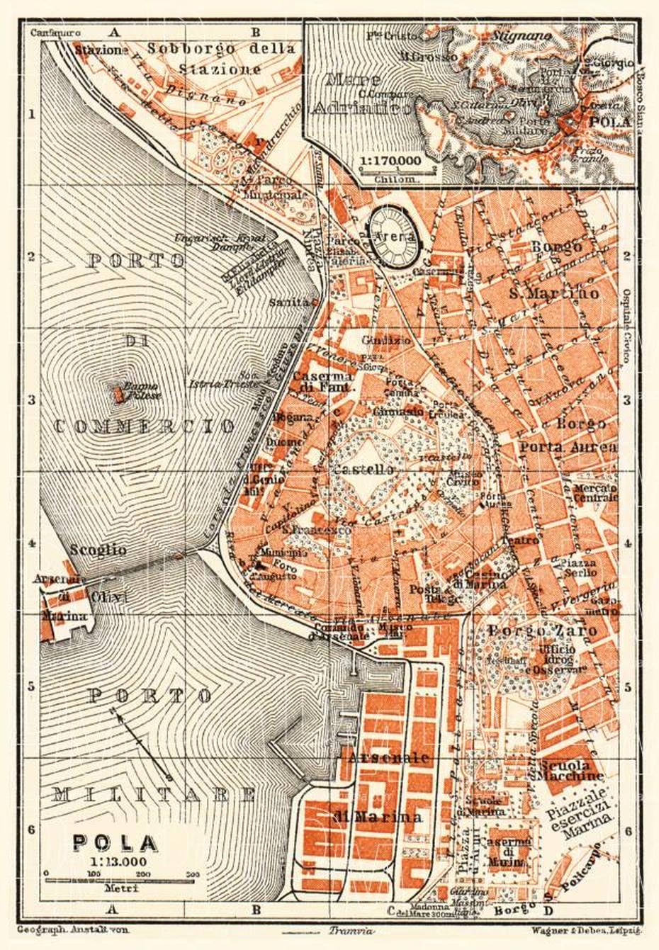 Old Map Of Pola (Pula) And Vicinity Of Pola In 1911. Buy Vintage Map …, Pola, Philippines, Trieste, Fs19 Rp