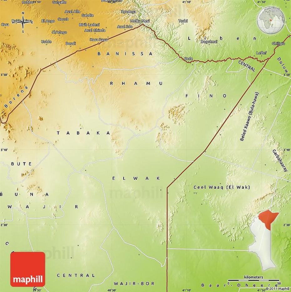 Physical Map Of Mandera, Mandera, Kenya, Kenya  Satellite, Kenya Ethnic