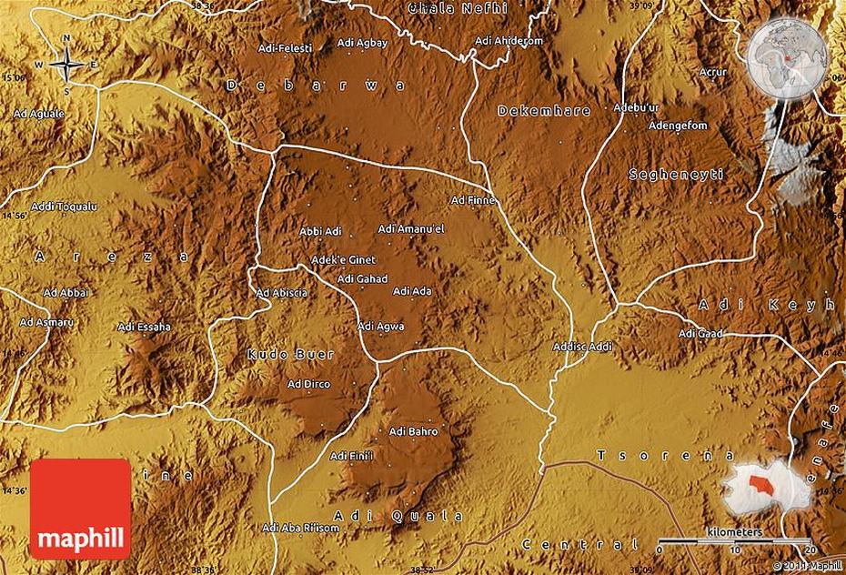 Physical Map Of Mendefera, Mendefera, Eritrea, Eritrea Tourism, Debarwa Eritrea