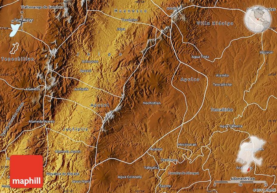 Physical Map Of Nochistlan De Mejia, Nochistlán De Mejía, Mexico, Nochistlan Zacatecas, Nochistlan Zacatecas Mexico