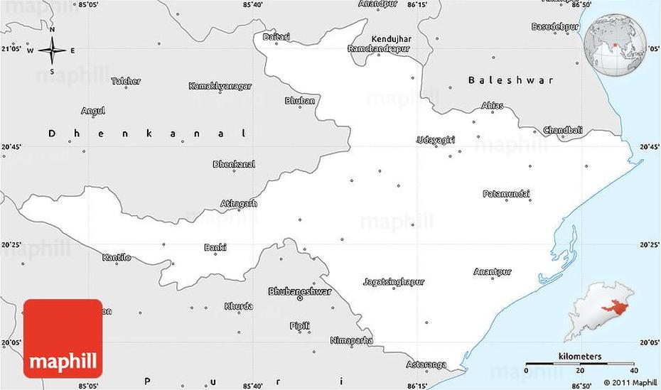 Silver Style Simple Map Of Cuttack, Cuttack, India, Cuttack, India