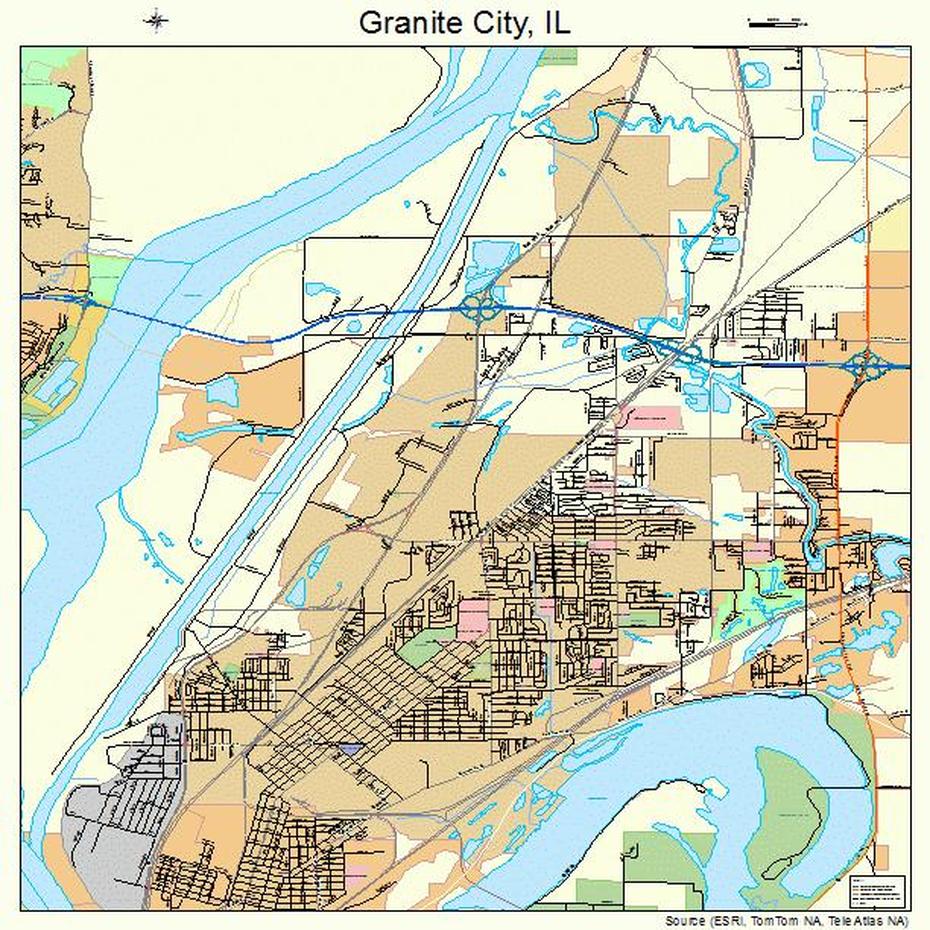 United States  With Capital Cities, All United States  With Cities, , Granite City, United States