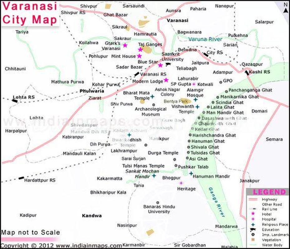 Varanasi Map Online, Vārānasi, India, Varanasi  City, Taj Mahal India