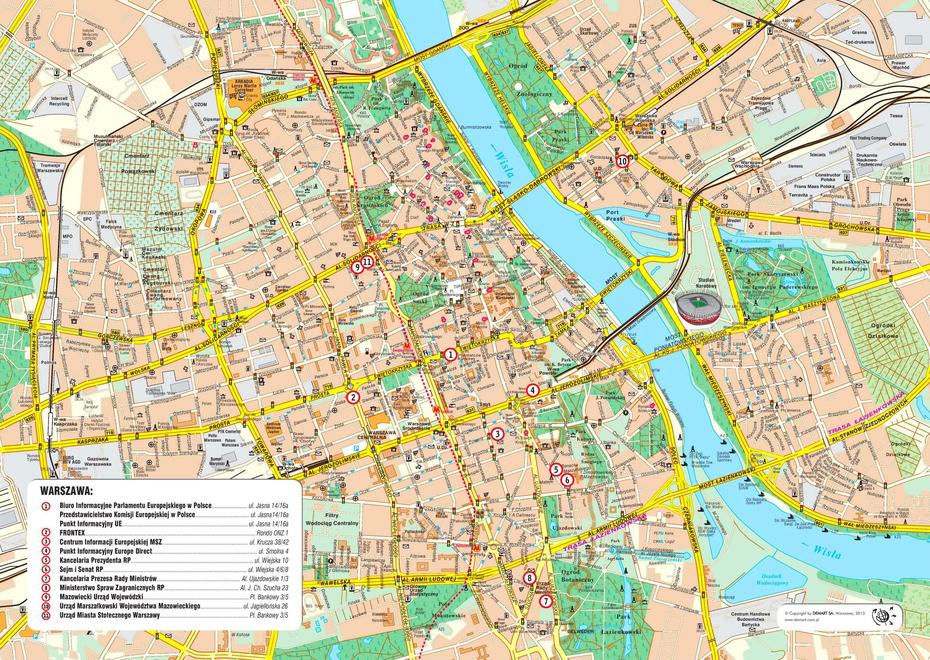 Warsaw Tourist Map, Warsaw, Poland, Old  Of Poland, Printable Poland