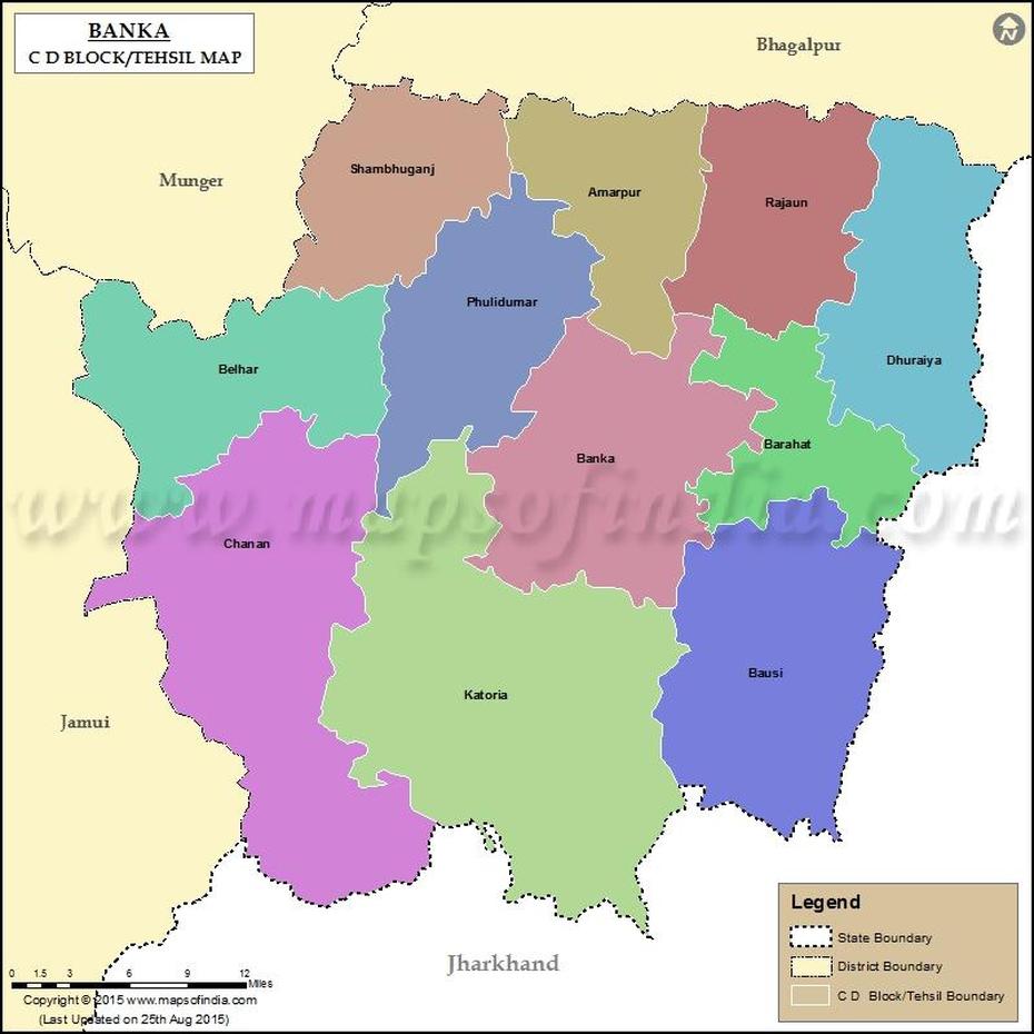 Banka Tehsil Map, Bolcks In Banka, Bankāpur, India, India  By State, Chennai India