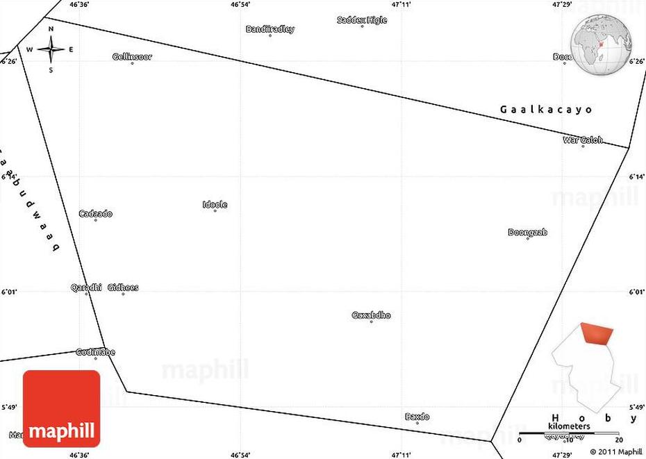 Blank Simple Map Of Cadaado, Cadaado, Somalia, Cadaado Somalia, Beledweyne