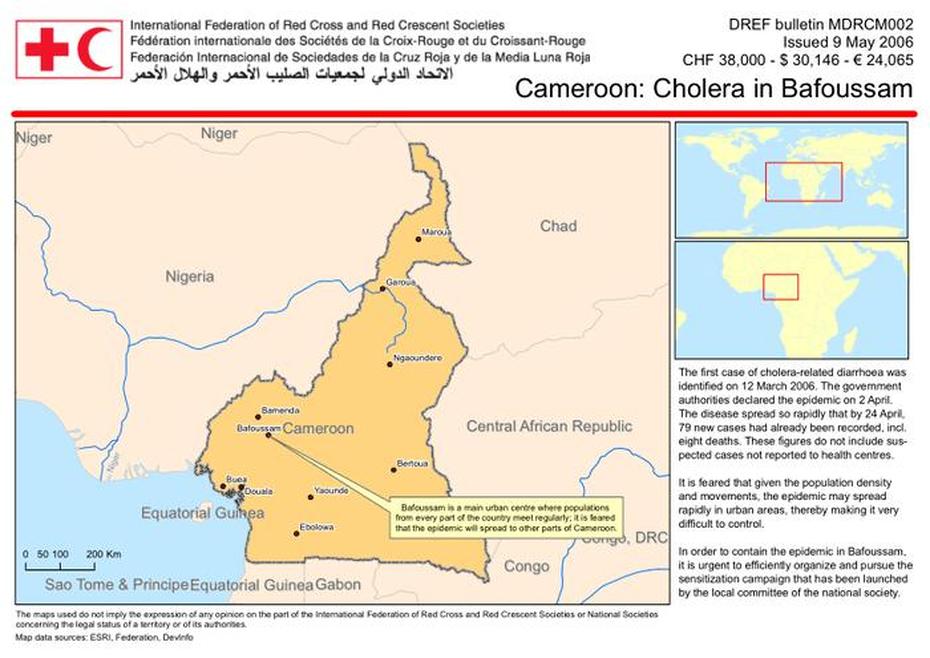 Cameroon: Cholera In Bafoussam – Situation Map – Cameroon | Reliefwe, Bafoussam, Cameroon, Foumban Cameroon, Cameroon Economy