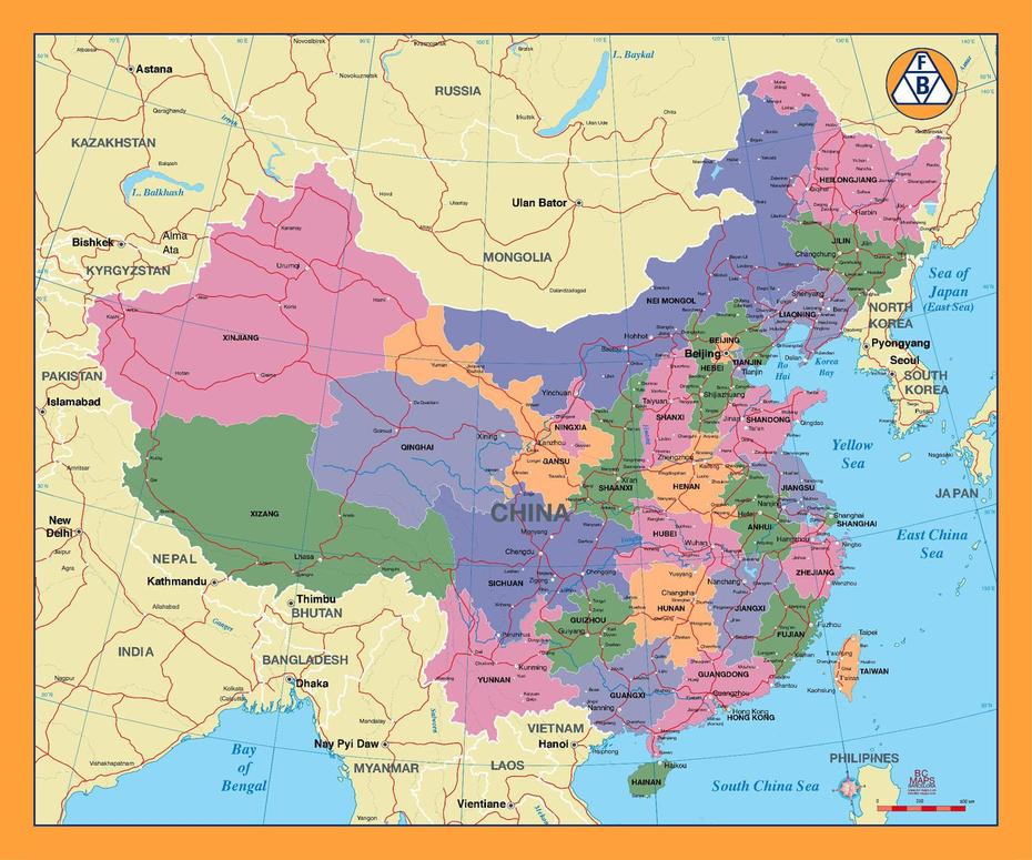 China Continent, Simple  Of China, Major Cities, Longdian, China