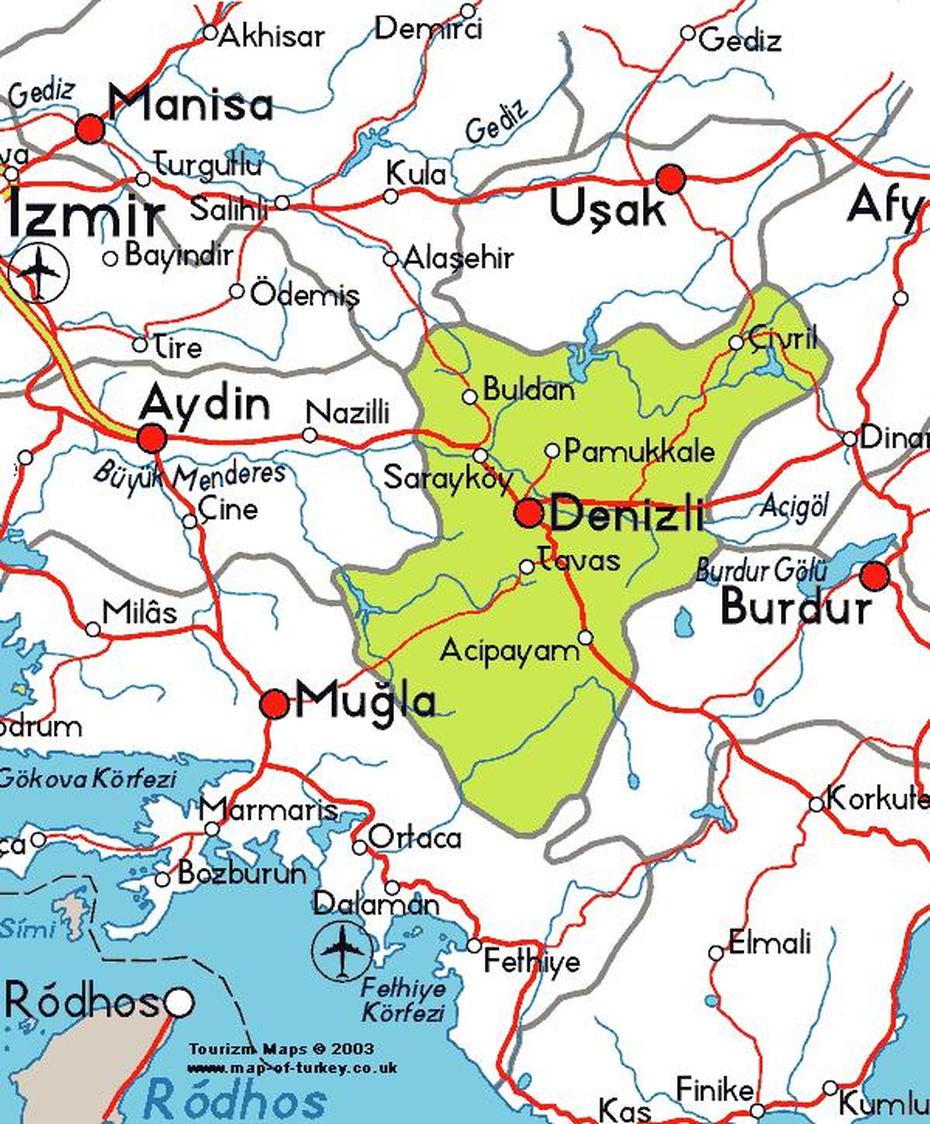 Denizli Map, Denizli, Turkey, Pamukkale, Pamukkale Turkey