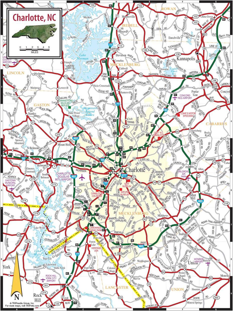 North America  With Names, Charlotte Nc Area, , Charlotte, United States