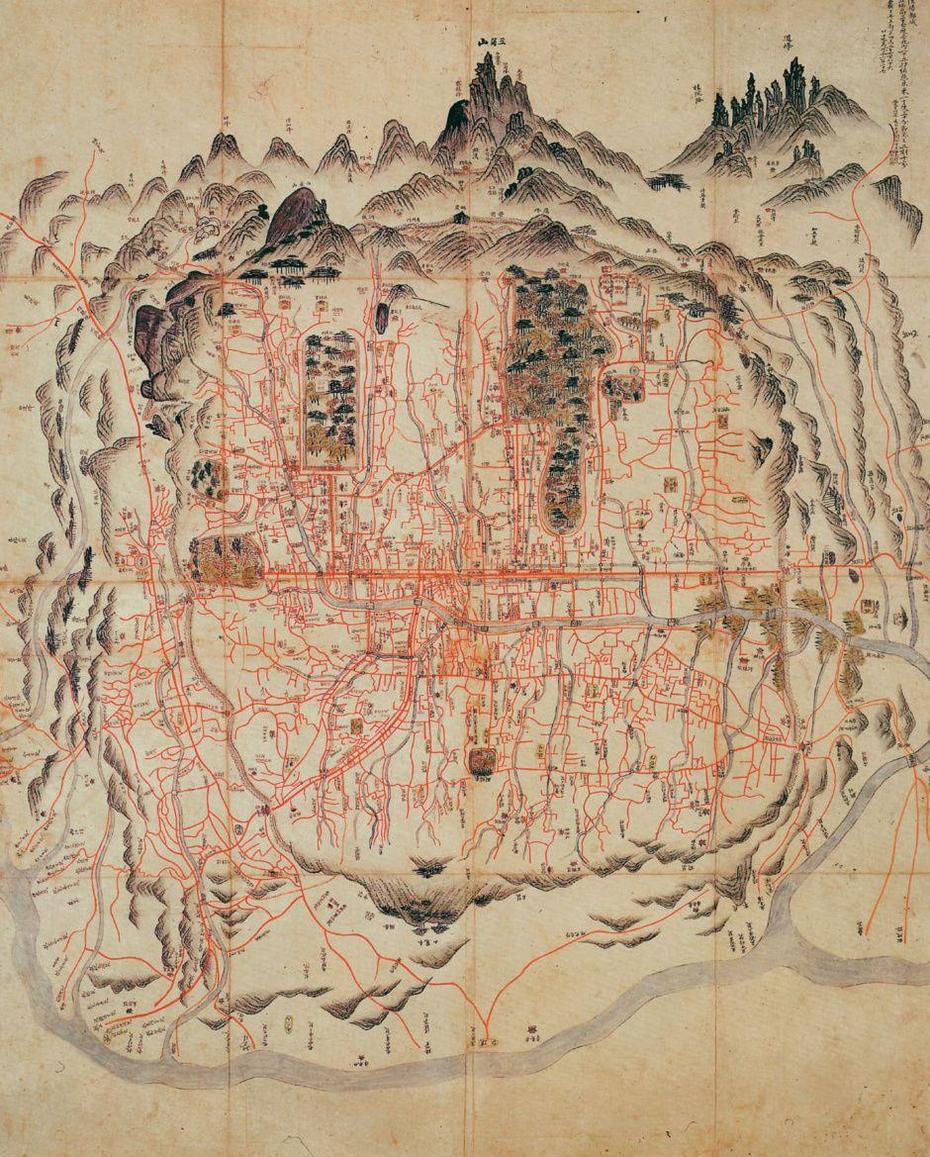 Old Map Of Hanyang (Seoul) | Antique Maps, Korean Art, Ancient Maps, Hayang, South Korea, Pyeongchang South Korea, Detailed  South Korea