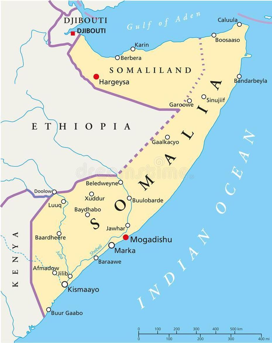 Somalia Political Map Stock Vector. Illustration Of Marka – 103226918, Marka, Somalia, Baidoa, Regions Of Somalia