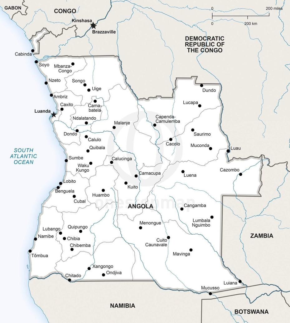 Vector Map Of Angola Political | One Stop Map, Cubal, Angola, Cubal, Angola